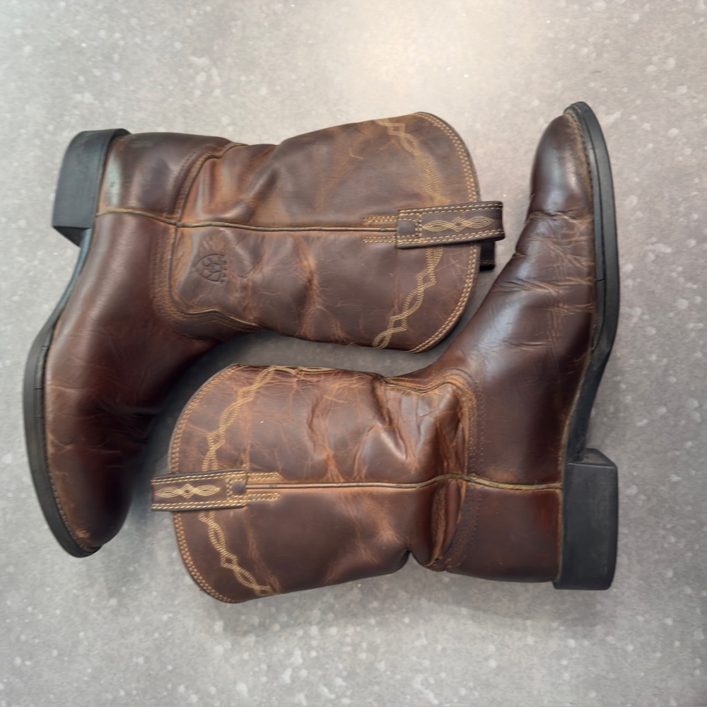 Ariat Brown Leather Western Cowboy Boots - Size 10D - Picture 11 of 14